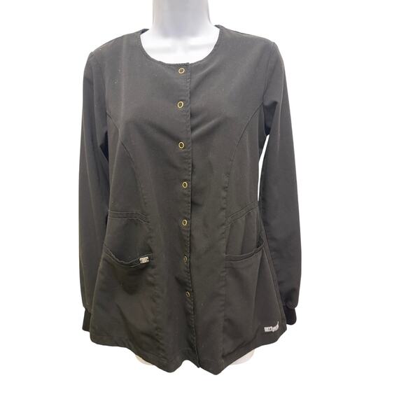 Grey's Anatomy Tops - Grey's Anatomy Black Scrub Top Jacket Professional Wear Snap Up Women’s Size XS